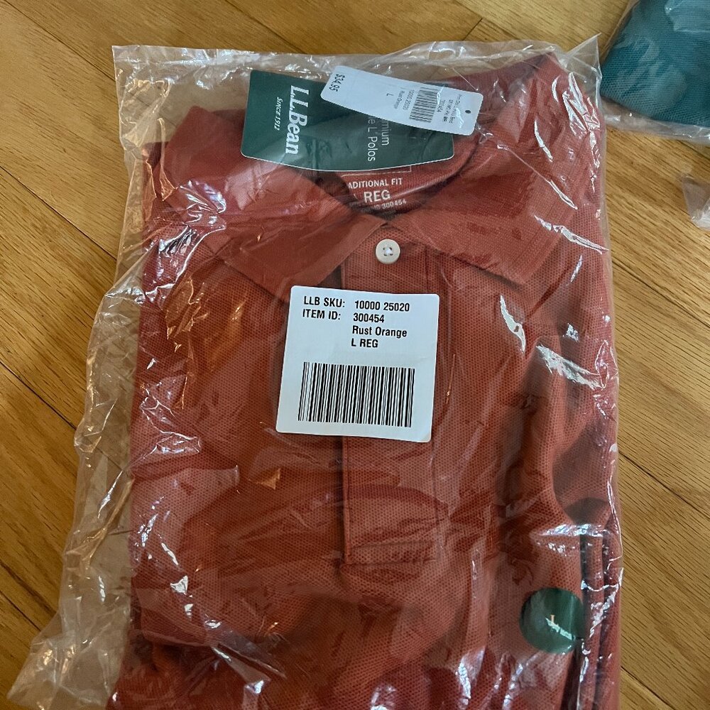 NWT Men's Large L.L. Bean Polo-Rust Orange